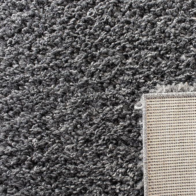 SAFAVIEH Area Rug 8x10 - August Shag Collection - Large - Charcoal, Solid Pattern, Non-Shedding & Easy Cleaning, Plush Thick Pile, Ideal for Living Room, Bedroom, Dining Space (AUG200H)