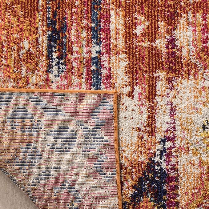 SAFAVIEH Monaco Collection Accent Rug - 3' x 5', Orange & Multi, Boho Chic Tribal Distressed Design, Non-Shedding & Easy Care, Ideal for High Traffic Areas in Entryway, Living Room, Bedroom (MNC222H)