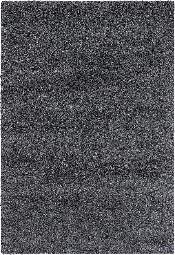 SAFAVIEH Santa Monica Shag Collection 5'3" x 7'6" Dark Grey SGN725 Solid Non-Shedding Living Room Bedroom Dining Room Entryway Plush 2-inch Thick Area Rug