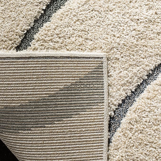 SAFAVIEH Florida Shag Collection Accent Rug - 3'3" x 5'3", Cream & Light Blue, Non-Shedding & Easy Care, 1.2-inch Thick Ideal for High Traffic Areas in Entryway, Living Room, Bedroom (SG472-1160)