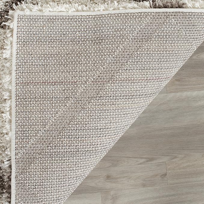SAFAVIEH Hudson Shag Collection Runner Rug - 2'3" x 12', Ivory & Beige, Modern Trellis Design, Non-Shedding & Easy Care, 2-inch Thick Ideal for High Traffic Areas in Living Room, Bedroom (SGH281D)