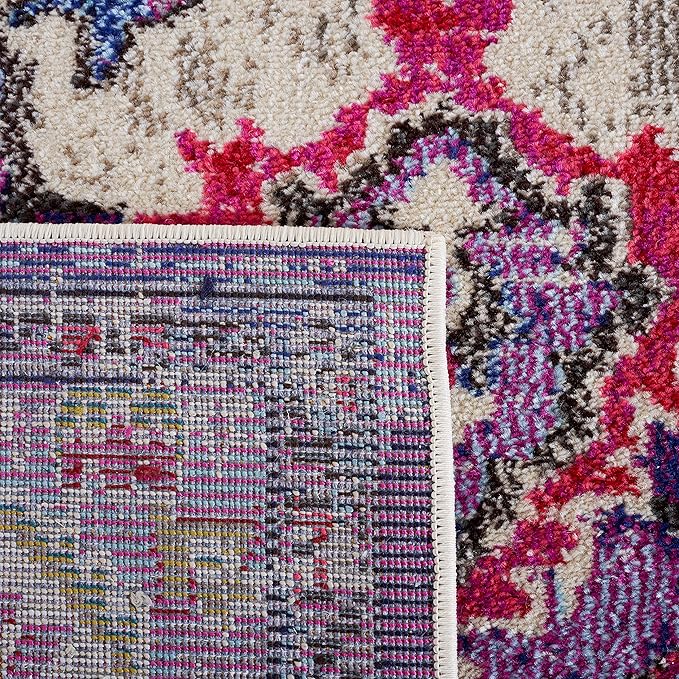 SAFAVIEH Monaco Collection Runner Rug - 2'2" x 8', Violet & Fuchsia, Non-Shedding & Easy to Clean, Distressed Medallion Design, Ideal for Hallway, Foyer, Entryway, Kitchen, Bedroom (MNC243P)