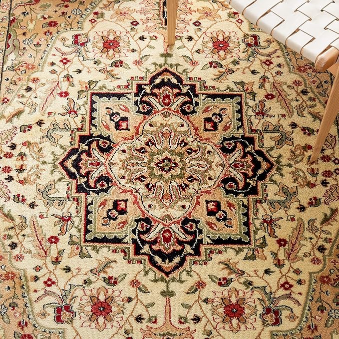 SAFAVIEH Lyndhurst Collection Area Rug - 5'3" x 7'6", Beige & Black, Traditional Oriental Design, Non-Shedding & Easy Care, Ideal for High Traffic Areas in Living Room, Bedroom (LNH330C)
