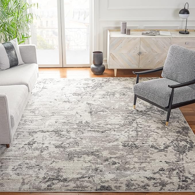 SAFAVIEH Skyler Collection Area Rug - 10' x 14', Grey & Ivory, Modern Abstract Design, Non-Shedding & Easy Care, Ideal for High Traffic Areas in Living Room, Bedroom (SKY186K)