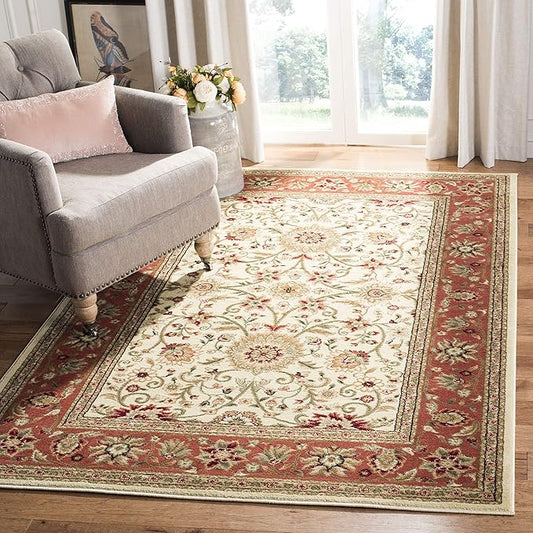 SAFAVIEH Lyndhurst Collection Accent Rug - 4' x 6', Ivory & Rust, Traditional Oriental Design, Non-Shedding & Easy Care, Ideal for High Traffic Areas in Entryway, Living Room, Bedroom (LNH212R)