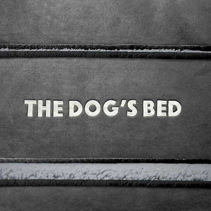 The Dog’s Bed, Orthopedic Standard Foam Waterproof Dog Bed with Standard Support, Medium Grey Plush, Waterproof, Supportive Dog Bed with Replaceable Covers