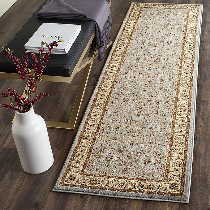 SAFAVIEH Lyndhurst Collection Runner Rug - 2'3" x 18', Light Blue & Ivory, Traditional Oriental Design, Non-Shedding & Easy Care, Ideal for High Traffic Areas in Living Room, Bedroom (LNH312B)