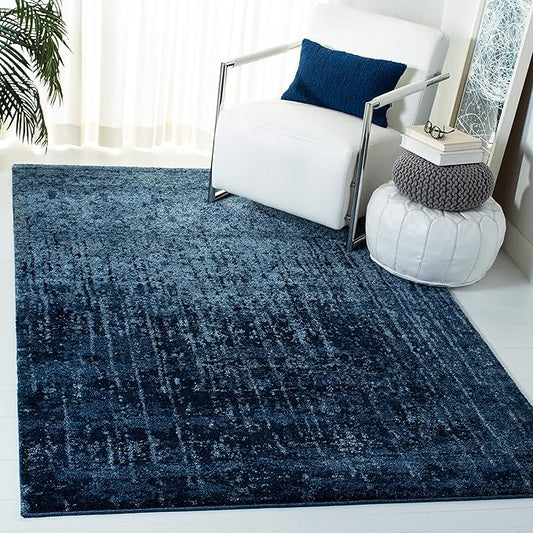SAFAVIEH Retro Collection Area Rug - 4' Square, Light Blue & Blue, Modern Abstract Design, Non-Shedding & Easy Care, Ideal for High Traffic Areas in Living Room, Bedroom (RET2770-6065)