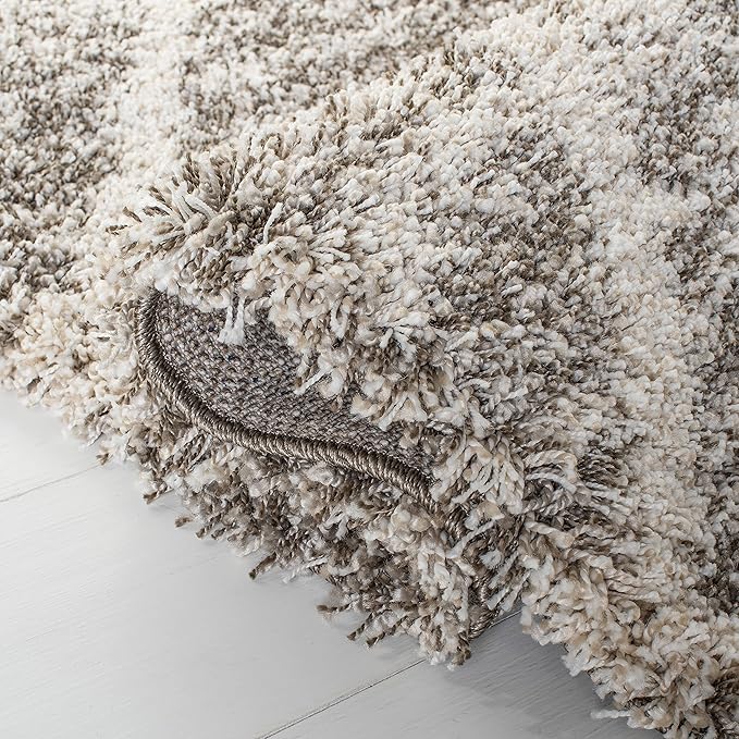 SAFAVIEH Hudson Shag Collection Area Rug - 4' Square, Distressed Grey & Ivory, Trellis Design, Non-Shedding & Easy Care, 2-inch Thick Ideal for High Traffic Areas in Living Room, Bedroom (SGH281K)