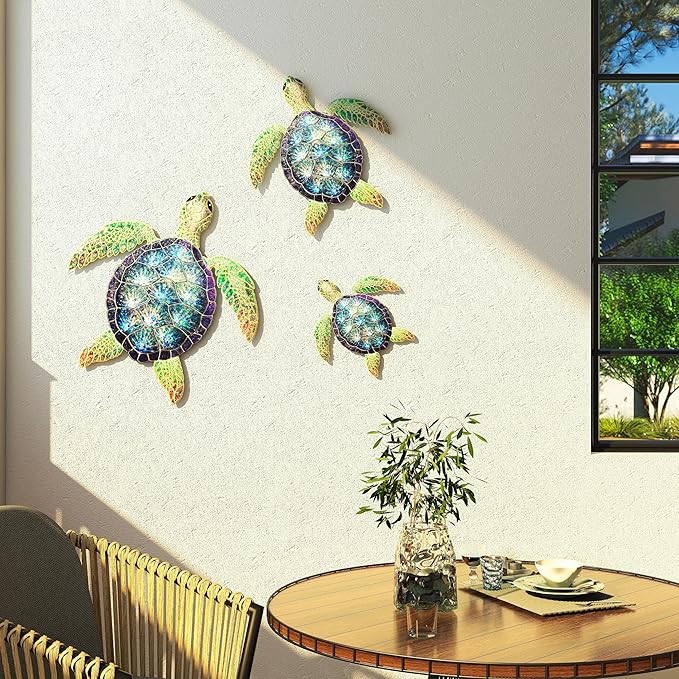 UXZCVIO Metal turtle wall decoration outdoor and indoor navigation hanging sculptures gardens swimming pools terraces balconies hedge kitchens or bathrooms