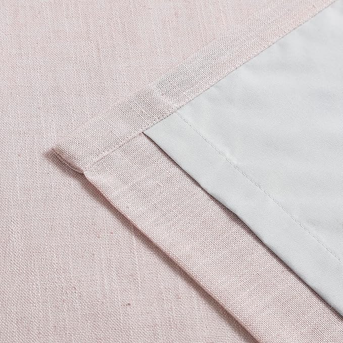 Vision Home Soft Pink Pinch Pleated Full Blackout Curtains Linen Blended Room Darkening Curtain Panels 63 inch for Living Room Bedroom Thermal Insulated Pinch Pleat Drapes with Hooks 40" Wx63 Lx2