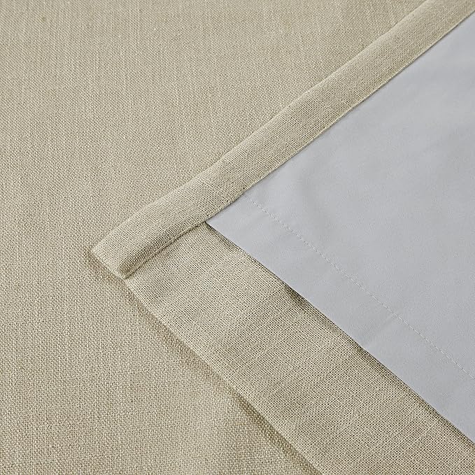 Vision Home Sand Pinch Pleated Full Blackout Curtains Linen Blended Room Darkening Window Curtains 63 inch for Living Room Bedroom Thermal Insulated Pinch Pleat Drapes with Hooks 1 Panel 60" Wx63 L