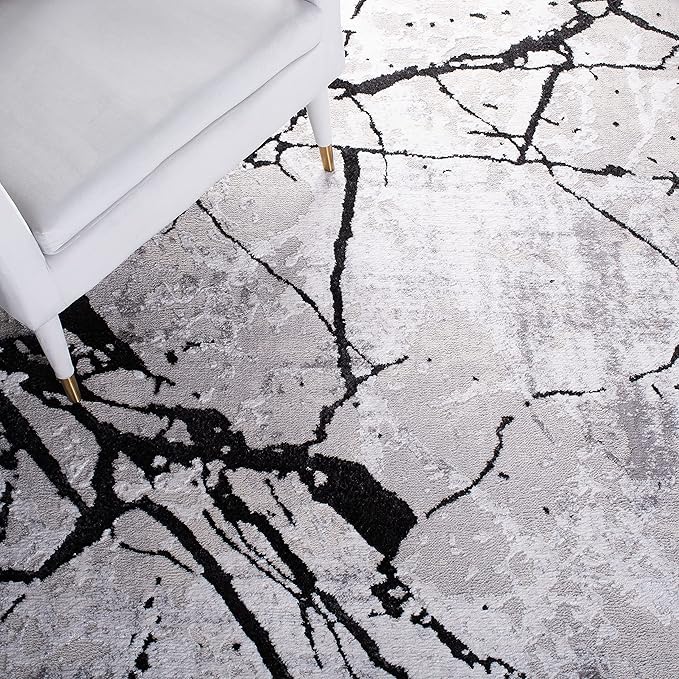 SAFAVIEH Area Rug 8x10 - Amelia Collection - Large - Grey & Black, Modern Design, Non-Shedding & Easy Cleaning, Ideal for Living Room, Bedroom, Office, Dining Space (ALA293K)