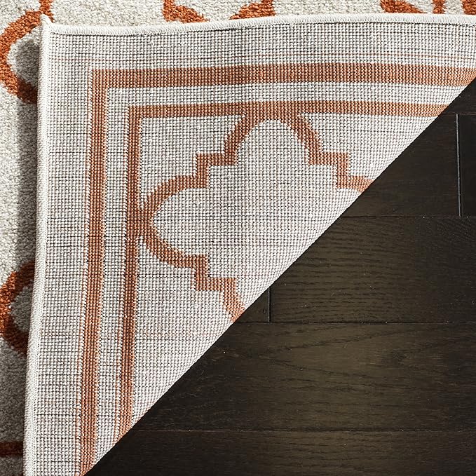 SAFAVIEH Amherst Collection Runner Rug - 2'3" x 7', Beige & Orange, Moroccan Trellis Design, Non-Shedding & Easy Care, Ideal for High Traffic Areas in Living Room, Bedroom (AMT422F)