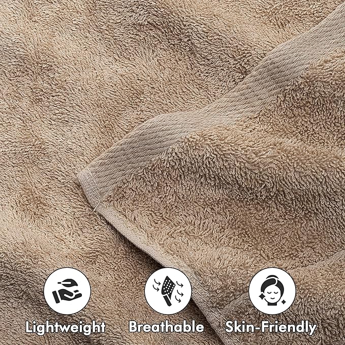 100% Cotton Hand Towels for Bathroom – Soft & Absorbent Towel Set– Pack of 6 Small Towel (34x20in) – Quick Dry Luxury Cotton Hand Towels – Beige
