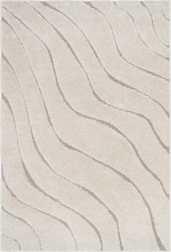 SAFAVIEH Florida Shag Collection Accent Rug - 2'3" x 5', Cream & Beige, Non-Shedding & Easy Care, 1.2-inch Thick Ideal for High Traffic Areas in Entryway, Living Room, Bedroom (SG472-1113)