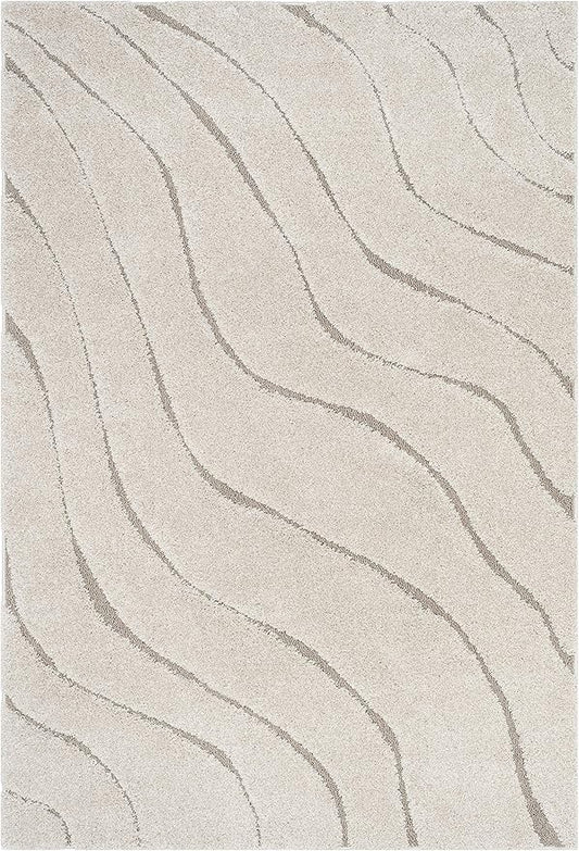 SAFAVIEH Florida Shag Collection Accent Rug - 2'3" x 5', Cream & Beige, Non-Shedding & Easy Care, 1.2-inch Thick Ideal for High Traffic Areas in Entryway, Living Room, Bedroom (SG472-1113)