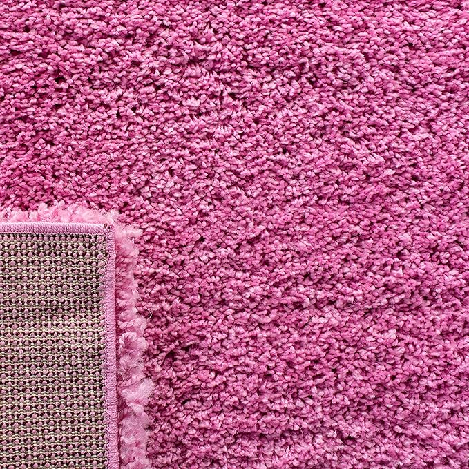 SAFAVIEH Santa Monica Shag Collection 6'7" Round Pink SGN725 Solid Non-Shedding Living Room Bedroom Dining Room Entryway Plush 2-inch Thick Area Rug