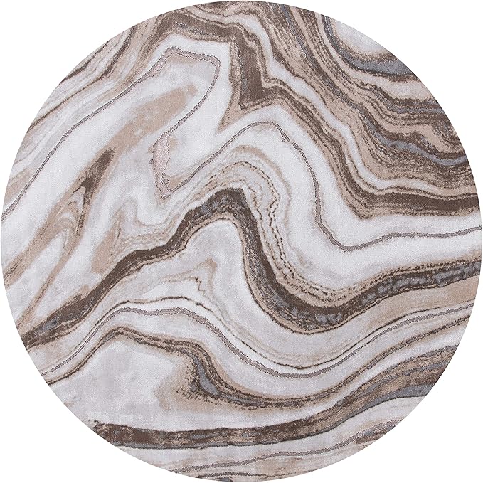 SAFAVIEH Craft Collection 4' Round Gold / Grey CFT819D Modern Abstract Non-Shedding Dining Room Entryway Foyer Living Room Bedroom Area Rug
