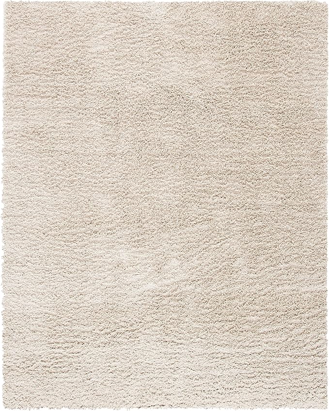 SAFAVIEH August Shag Collection Area Rug - 9' x 12', Beige, Solid Design, Non-Shedding & Easy Care, 1.5-inch Thick Ideal for High Traffic Areas in Living Room, Bedroom (AUG200D)