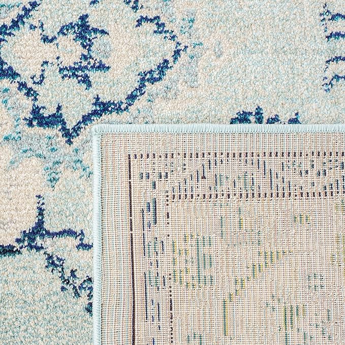 SAFAVIEH Monaco Collection Runner Rug - 2'2" x 12', Light Blue & Ivory, Non-Shedding & Easy Care, Ideal for High Traffic Areas in Living Room, Hallway, Foyer, Bedroom (MNC243K-212)