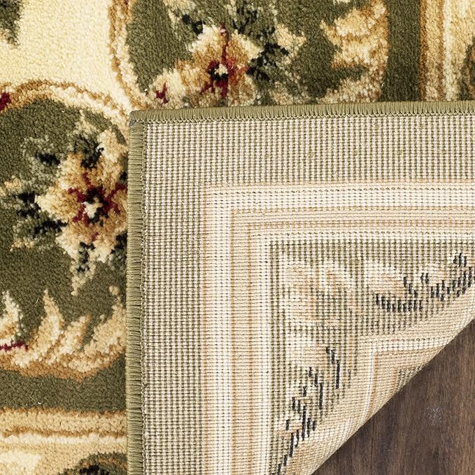 SAFAVIEH Lyndhurst Collection Accent Rug - 3'3" x 5'3", Sage & Ivory, European Medallion Design, Non-Shedding & Easy Care, Ideal for High Traffic Areas in Entryway, Living Room, Bedroom (LNH218B)