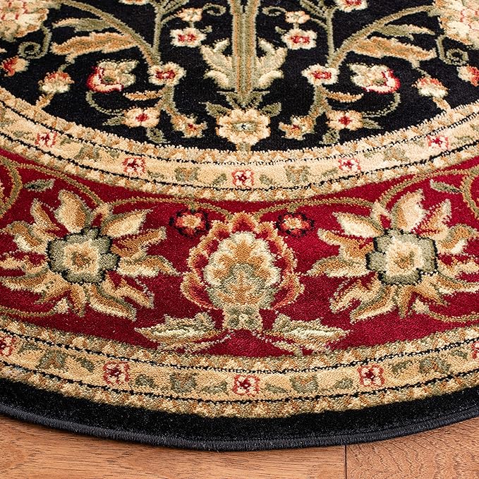 SAFAVIEH Lyndhurst Collection Area Rug - 8' Round, Black & Red, Traditional Oriental Design, Non-Shedding & Easy Care, Ideal for High Traffic Areas in Living Room, Bedroom (LNH212G)