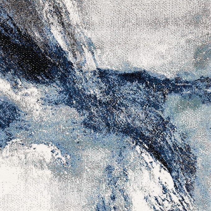 SAFAVIEH Galaxy Collection Area Rug - 6'7" Square, Blue & Grey, Modern Abstract Design, Non-Shedding & Easy Care, Ideal for High Traffic Areas in Living Room, Bedroom (GAL117M)