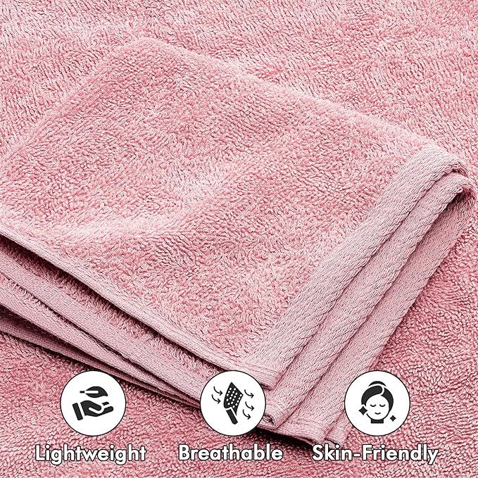 Bath Towels Set of 8 – 100% Cotton (Baby Pink) Bathroom Towel Set Bale Includes 2 Bath, 2 Hand, 4 Face Towels – Soft, Absorbent & Quick Dry Towel for Bathroom, Spa, Kitchen, Hotel Use
