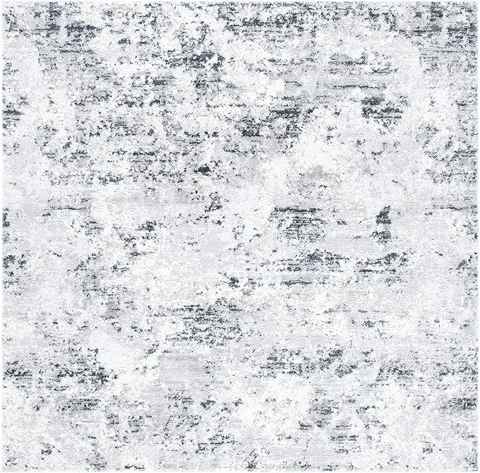 SAFAVIEH Area Rug 8' Square - Amelia Collection - Large - Grey & Ivory, Non-Shedding & Easy to Clean, Ideal for Living Room, Bedroom, Dining Space (ALA705G)