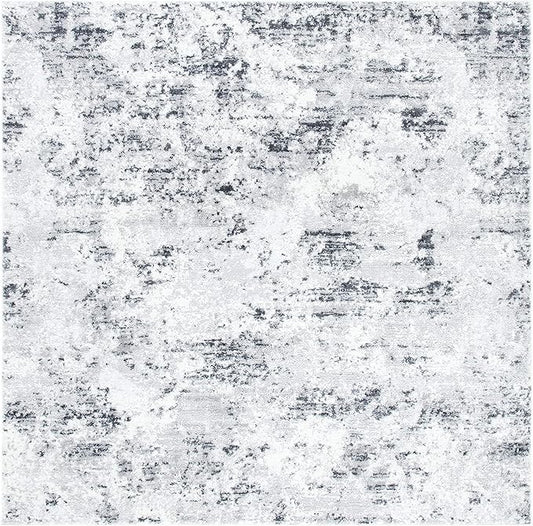 SAFAVIEH Area Rug 8' Square - Amelia Collection - Large - Grey & Ivory, Non-Shedding & Easy to Clean, Ideal for Living Room, Bedroom, Dining Space (ALA705G)