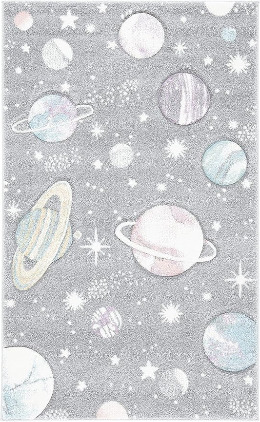 SAFAVIEH Carousel Kids Collection Accent Rug - 2' x 3', Grey & Lavender, Non-Shedding & Easy Care, Ideal for High Traffic Areas for Boys & Girls in Playroom, Nursery, Bedroom (CRK103F)