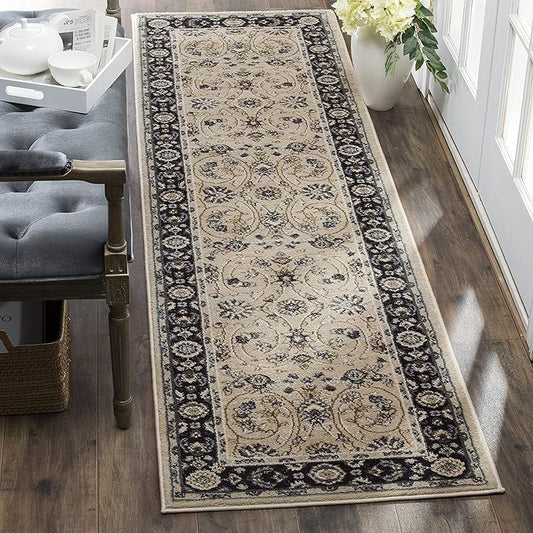 SAFAVIEH Lyndhurst Collection Runner Rug - 2'3" x 8', Light Beige & Anthracite, Traditional Oriental Design, Non-Shedding & Easy Care, Ideal for High Traffic Areas in Living Room, Bedroom (LNH340K)