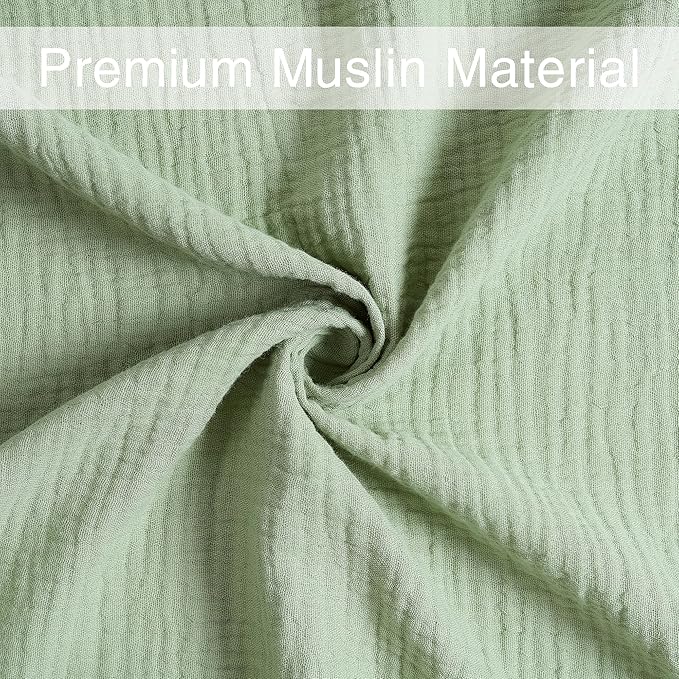 Meracorallo Muslin Swaddle Blanket, 100% Cotton Receiving Blanket Soft and Breathable Swaddle Wrap for Baby Boys and Girls, Sage Green