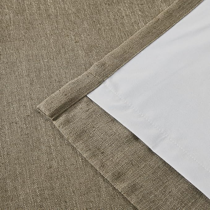 Vision Home Brown Pinch Pleated Full Blackout Curtains Linen Blended Room Darkening Window Curtains 102 inch for Living Room Bedroom Thermal Insulated Pinch Pleat Drapes with Hooks 40" Wx102 Lx2