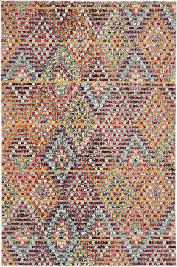 SAFAVIEH Monaco Collection Area Rug - 10' x 14', Multi & Beige, Boho Diamond Design, Non-Shedding & Easy Care, Ideal for High Traffic Areas in Living Room, Bedroom (MNC204F)