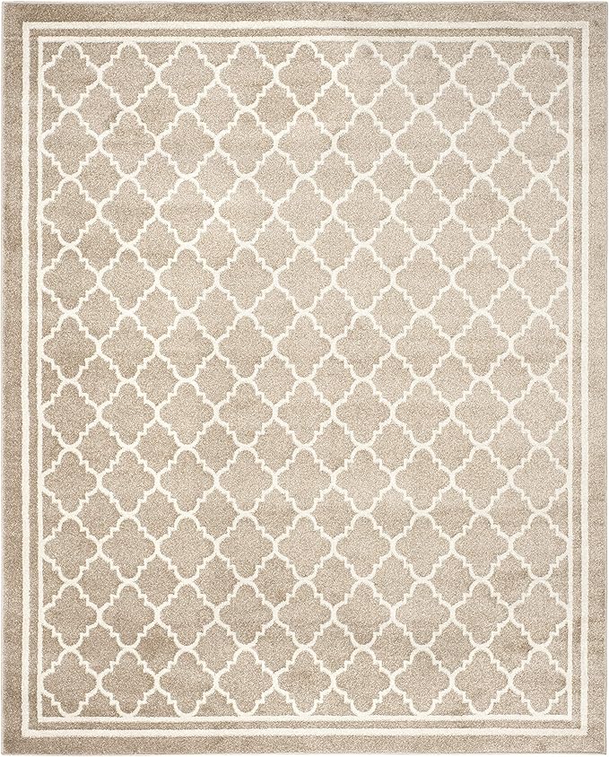 SAFAVIEH Amherst Collection Area Rug - 8' x 10', Wheat & Beige, Moroccan Trellis Design, Non-Shedding & Easy Care, Ideal for High Traffic Areas in Living Room, Bedroom (AMT422S)
