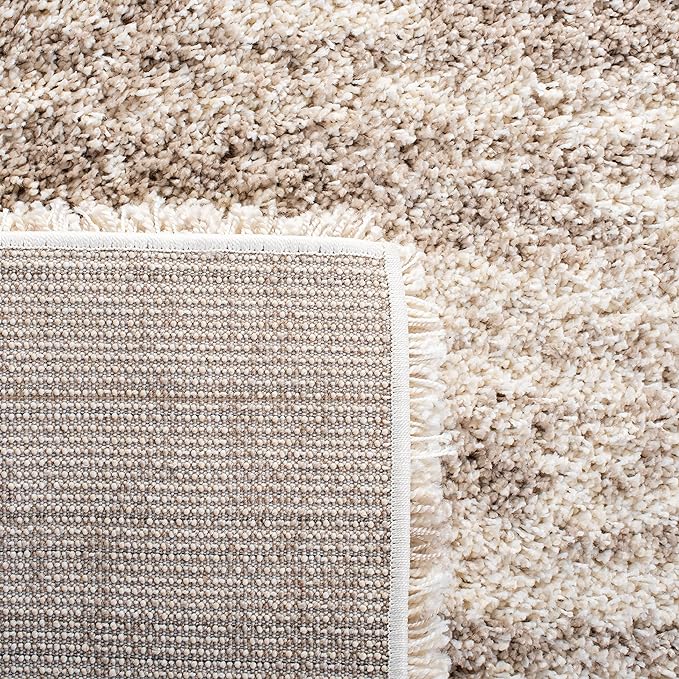 SAFAVIEH Hudson Shag Collection Area Rug - 5'3" x 7'6", Ivory & Beige, Modern Design, Non-Shedding & Easy Care, 2-inch Thick Ideal for High Traffic Areas in Living Room, Bedroom (SGH206B)