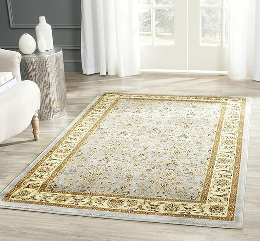 SAFAVIEH Lyndhurst Collection Area Rug - 4' Square, Light Blue & Ivory, Traditional Oriental Design, Non-Shedding & Easy Care, Ideal for High Traffic Areas in Living Room, Bedroom (LNH312B)