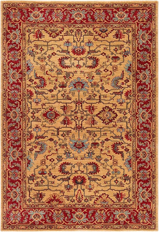 SAFAVIEH Assorted Collection Area Rug - 8' x 10', Beige & Red, Oriental Design, Stain Resistant, Ideal for High Traffic Areas in Living Room, Bedroom & Dining Room (MAH693B-810)
