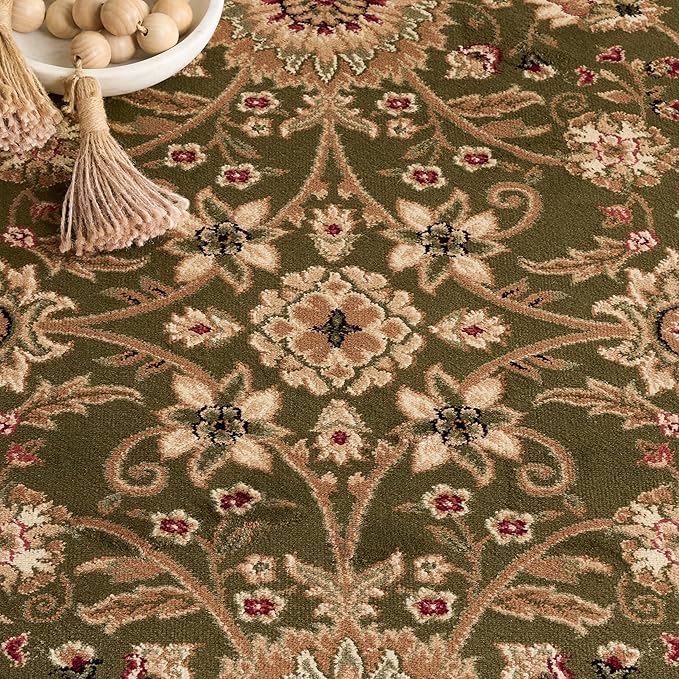 SAFAVIEH Lyndhurst Collection Area Rug - 6' Square, Sage & Ivory, Traditional Oriental Design, Non-Shedding & Easy Care, Ideal for High Traffic Areas in Living Room, Bedroom (LNH212C)