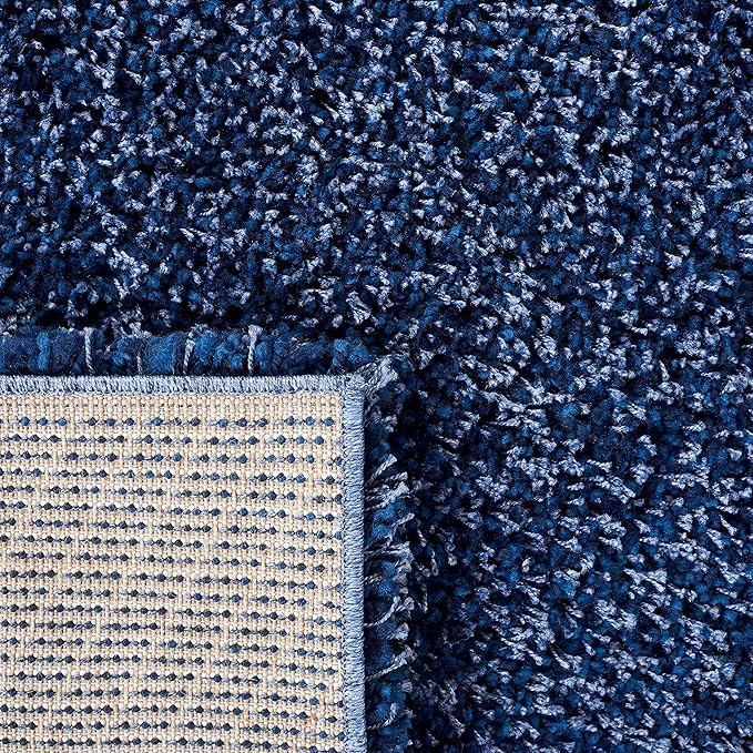 SAFAVIEH Santa Monica Shag Collection 6'7" x 9'6" Navy SGN725 Solid Non-Shedding Living Room Bedroom Dining Room Entryway Plush 2-inch Thick Area Rug