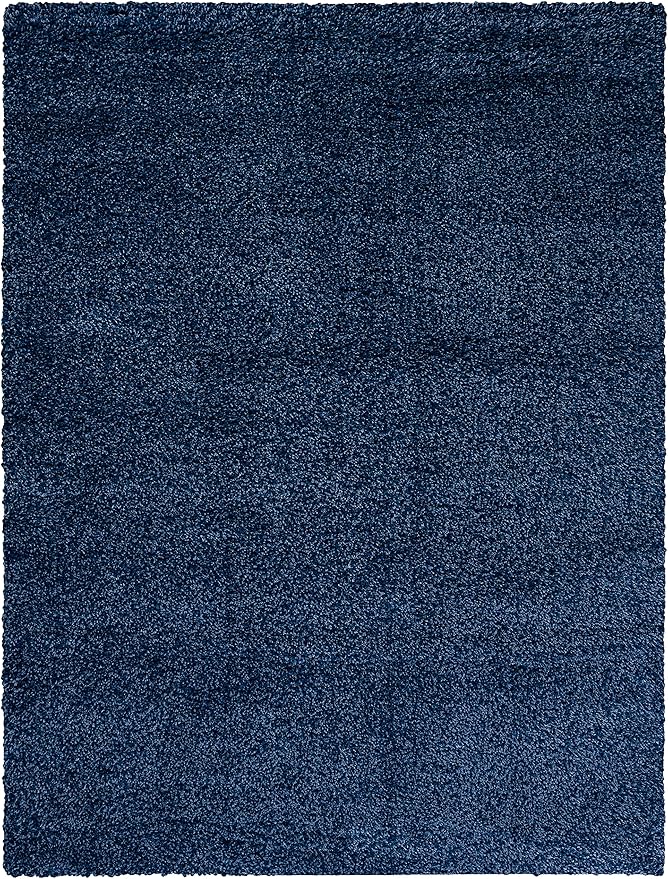 SAFAVIEH Santa Monica Shag Collection 8' x 10' Navy SGN725 Solid Non-Shedding Living Room Bedroom Dining Room Entryway Plush 2-inch Thick Area Rug