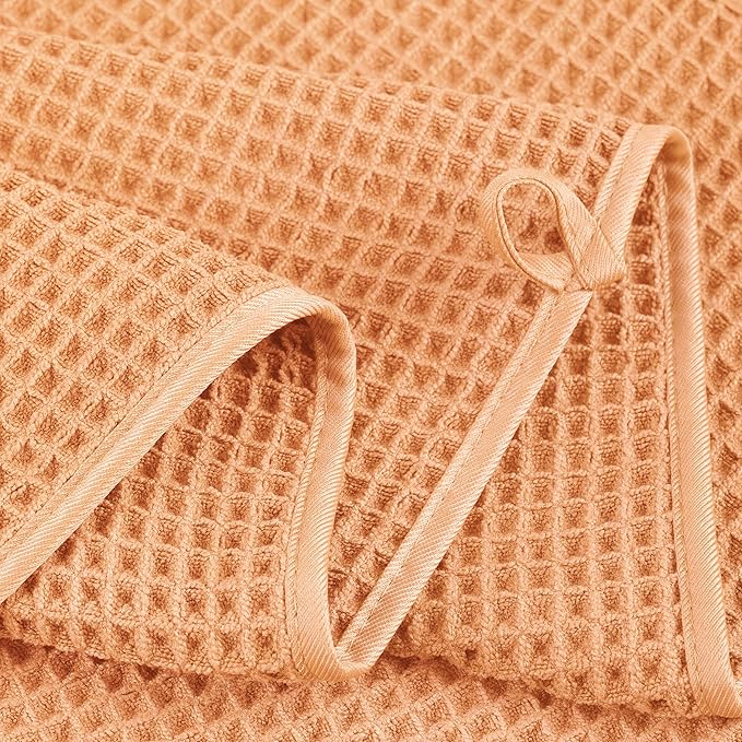 430 GSM Microfiber Quick Dry Lint Free Oversize Bath Towel Set, 6 Piece (Waffle Weave)