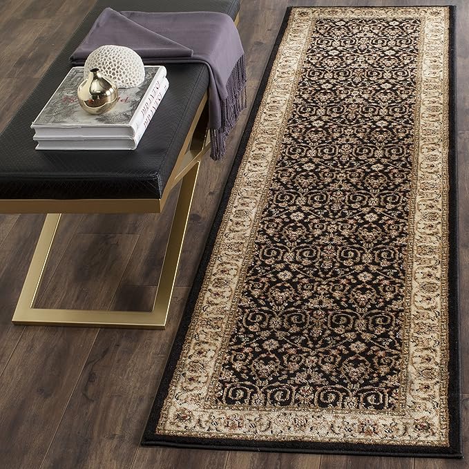 SAFAVIEH Lyndhurst Collection Runner Rug - 2'3" x 12', Black & Ivory, Traditional Oriental Design, Non-Shedding & Easy Care, Ideal for High Traffic Areas in Living Room, Bedroom (LNH316B)