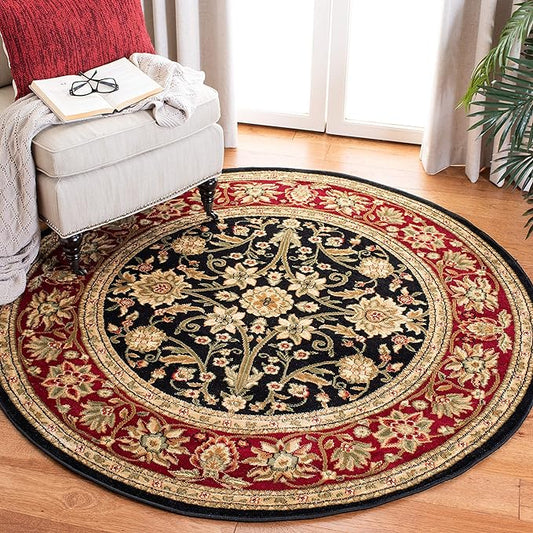 SAFAVIEH Lyndhurst Collection Area Rug - 10' Round, Black & Red, Traditional Oriental Design, Non-Shedding & Easy Care, Ideal for High Traffic Areas in Living Room, Bedroom (LNH212G)