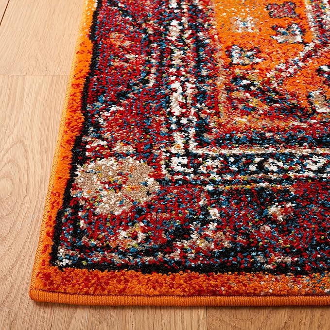 SAFAVIEH Vintage Hamadan Collection Accent Rug - 2'7" x 5', Orange & Black, Oriental Design, Non-Shedding & Easy Care, Ideal for High Traffic Areas in Entryway, Living Room, Bedroom (VTH204P)
