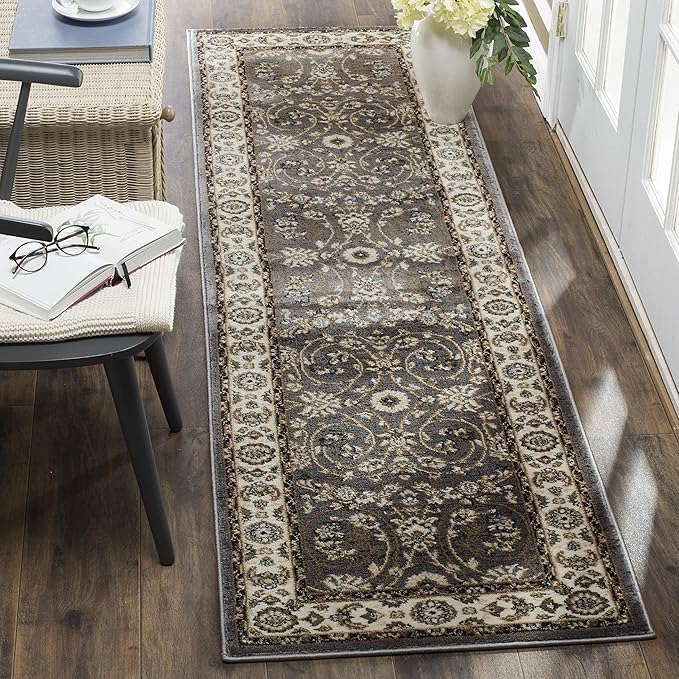 SAFAVIEH Lyndhurst Collection Runner Rug - 2'3" x 8', Grey & Cream, Traditional Oriental Design, Non-Shedding & Easy Care, Ideal for High Traffic Areas in Living Room, Bedroom (LNH340G)