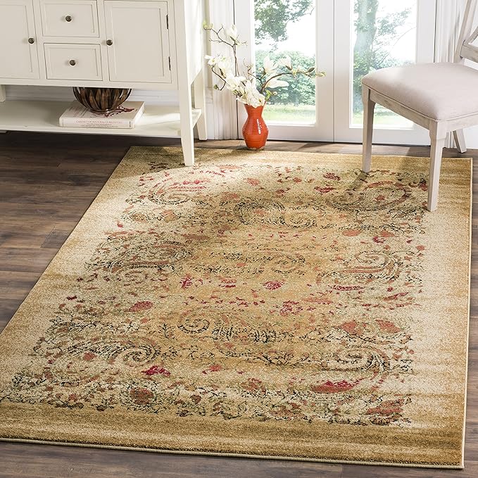 SAFAVIEH Lyndhurst Collection X-Large Area Rug - 12' x 18', Beige & Multi, Traditional Paisley Design, Non-Shedding & Easy Care, Ideal for High Traffic Areas in Living Room, Bedroom (LNH224A)