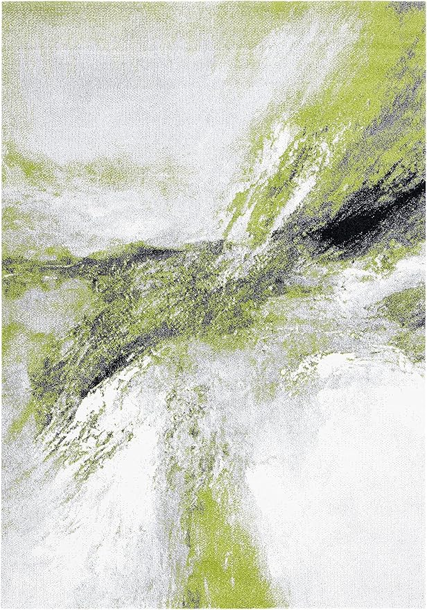 SAFAVIEH Galaxy Collection 4' x 6' Grey/Green GAL117F Modern Abstract Non-Shedding Living Room Dining Bedroom Accent Rug